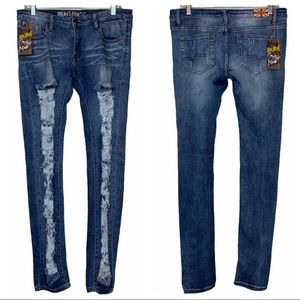Machine Distressed Destroyed Skinny Jeans NWT 32